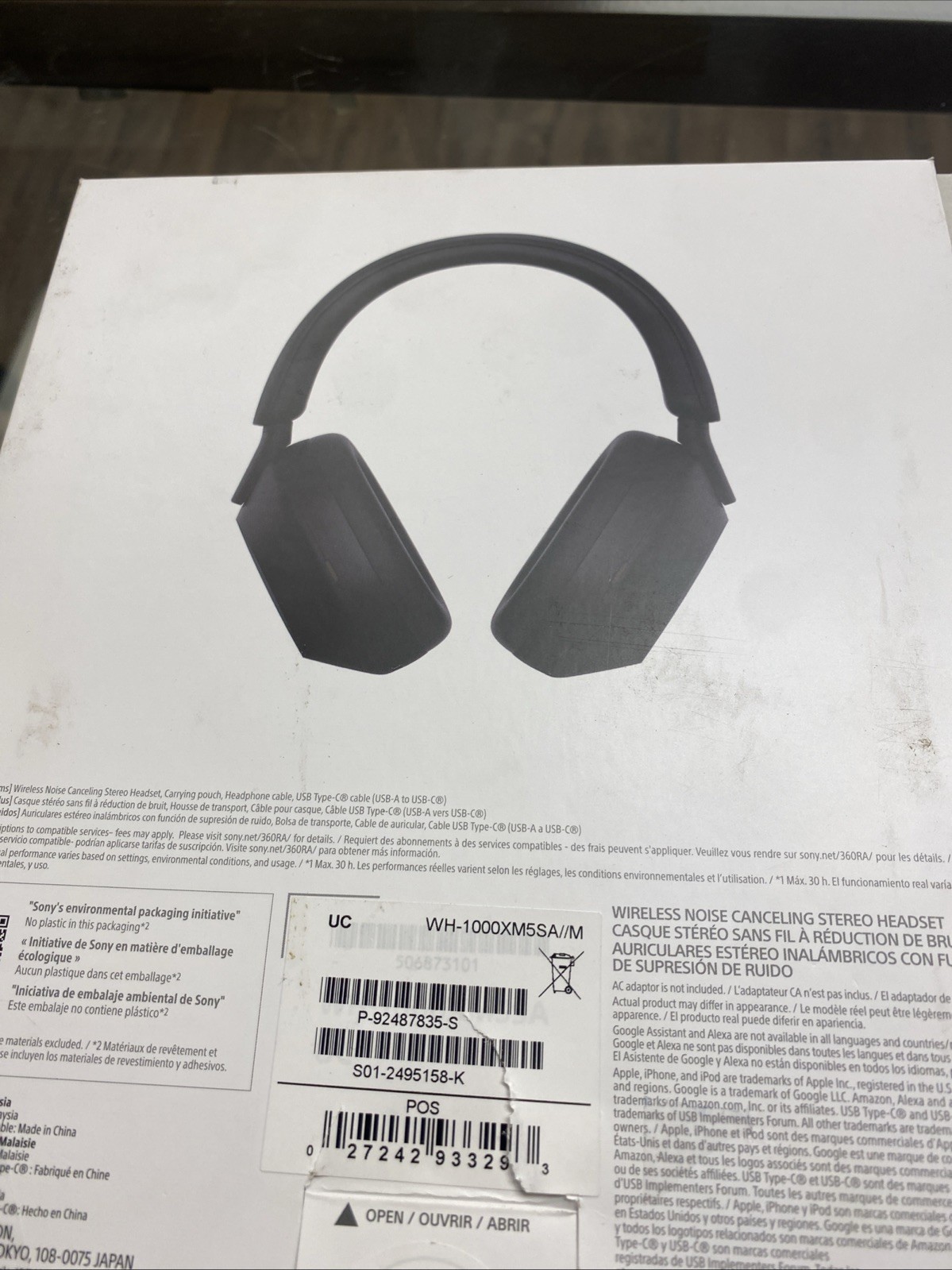 Sony WH1000XM5 SA Wireless Noise-Cancelling Over-the-Ear Headphones – Black OB