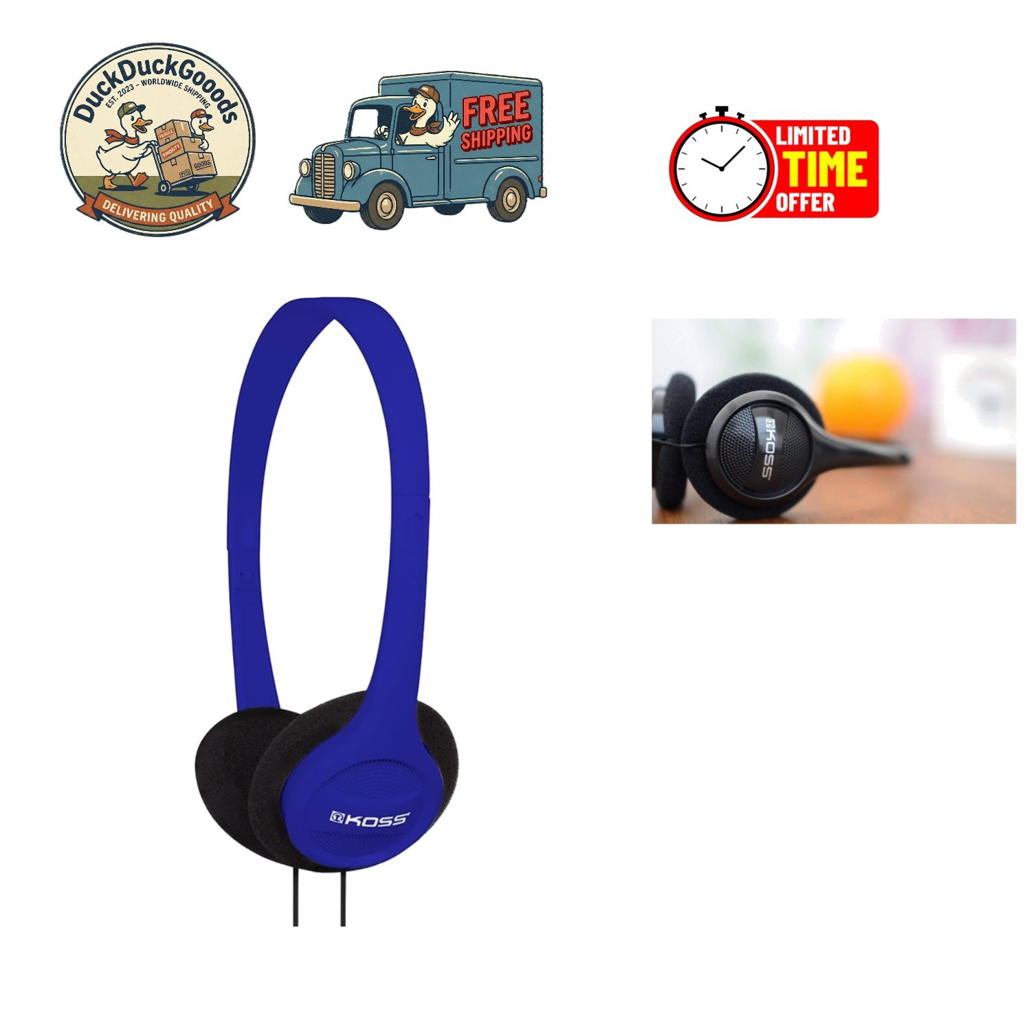 Comfort-Fit Blue Headphones with Sound Isolation & 3.5mm Jack – For All Devices