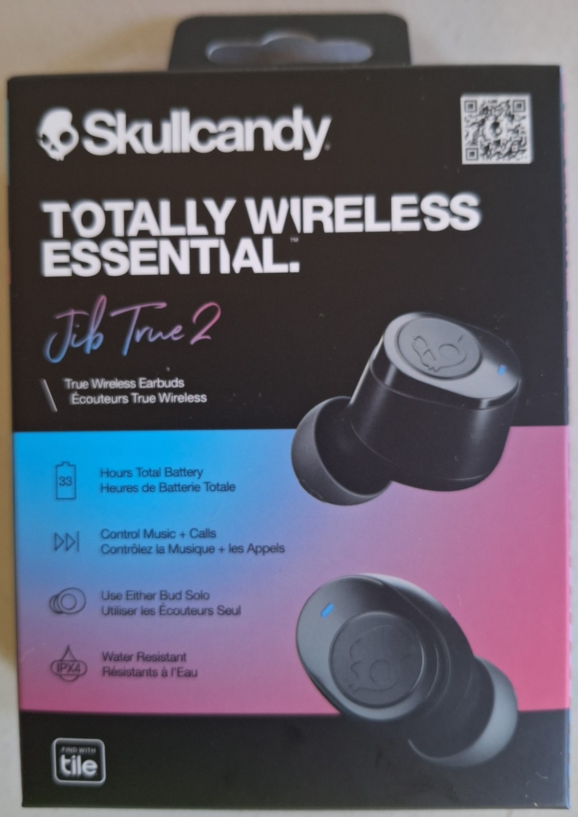 Skullcandy Jib True 2 Wireless Earbuds, New in Box, Charging Case, Black