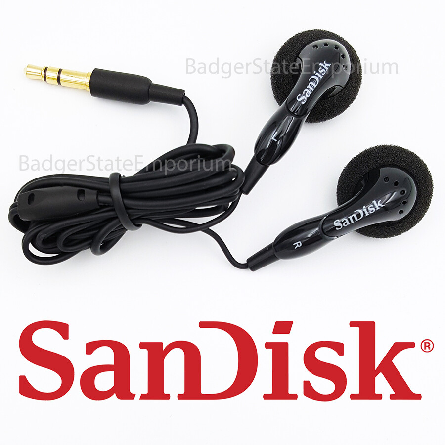 SanDisk Earphones Earbuds GENUINE Black In-Ear Headphones 4 MP3 Players Clip Jam