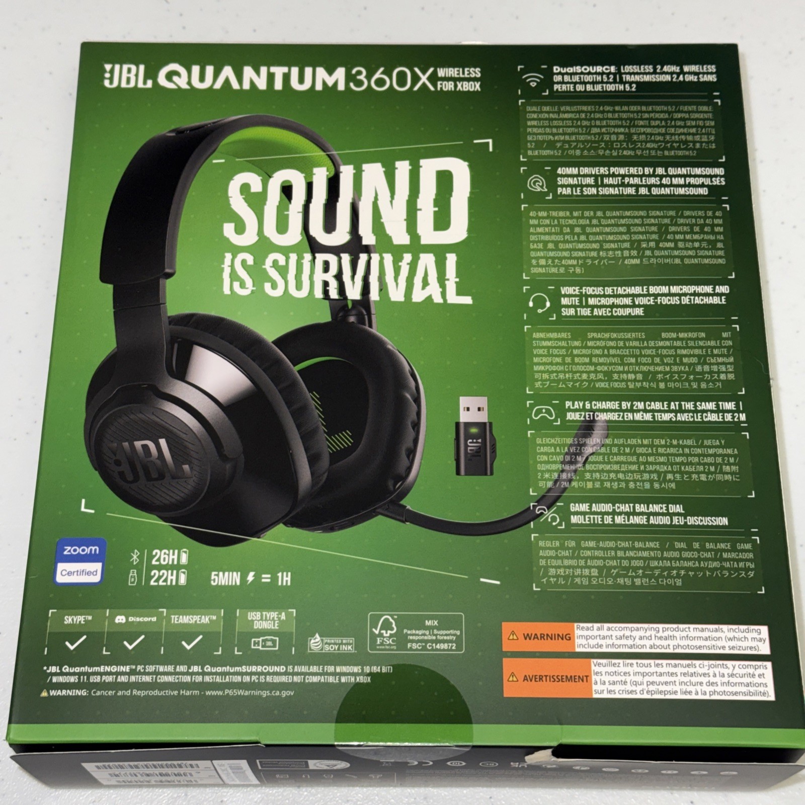 JBL Quantum 360X Wireless – Gaming Headset – Xbox PlayStation Switch 2.4ghz New