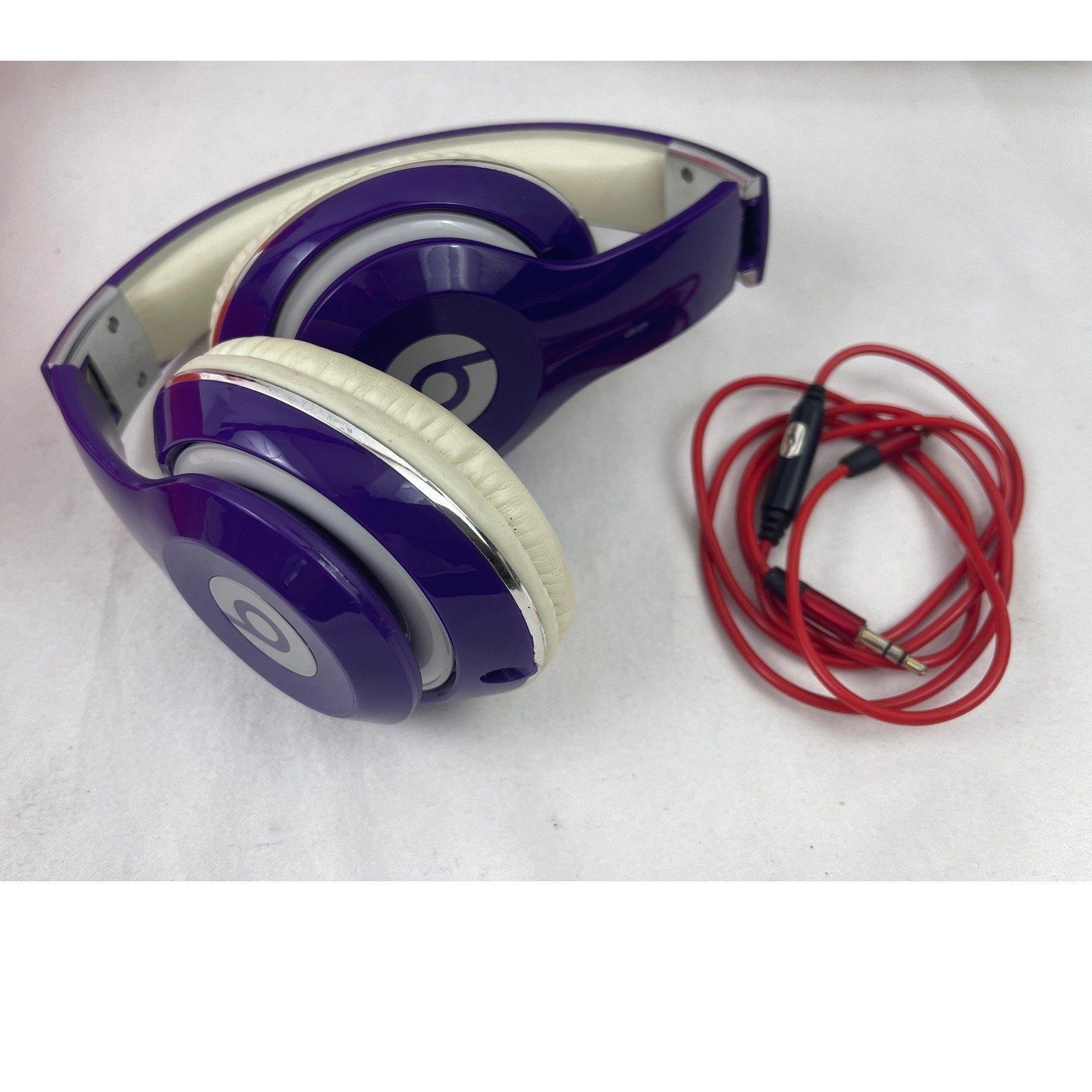 Beats Studio 1.0 Dr Dre Over Ear Headphones Purple White Wired Foldable