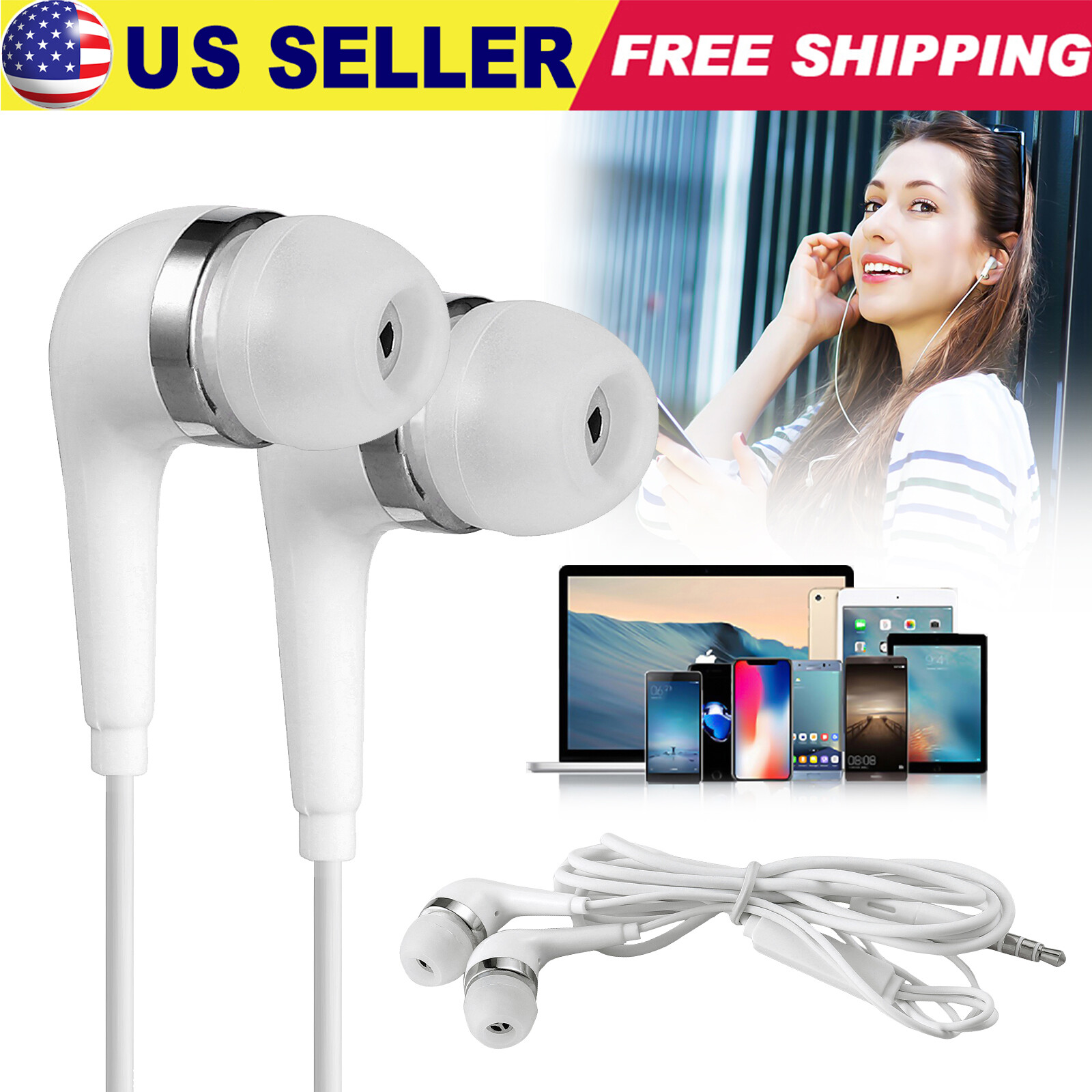 LOT In-Ear 3.5mm Earphones Headsets Headphone w/ Mic for Android Samsung S6 S7 S