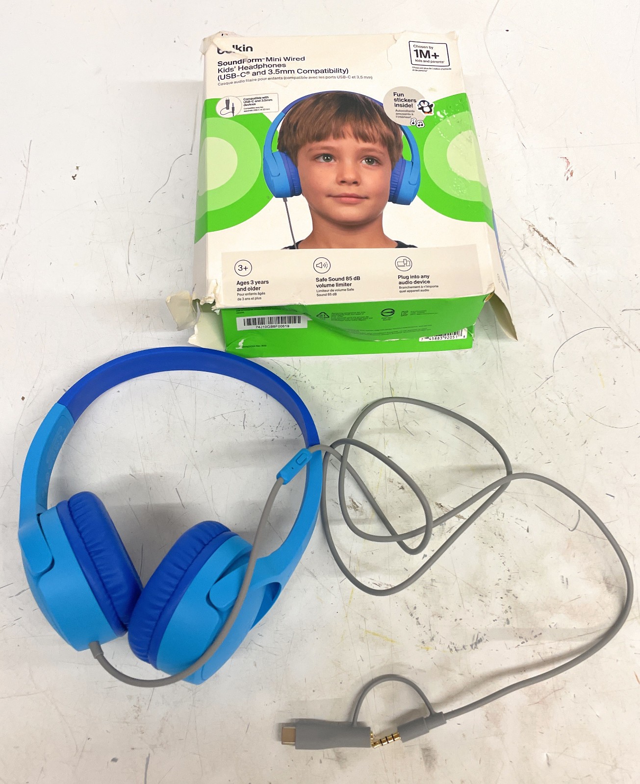 Belkin Kids SoundForm Mini Wired On-Ear Headphones, Blue, Ages 3+, AUD010fqBL