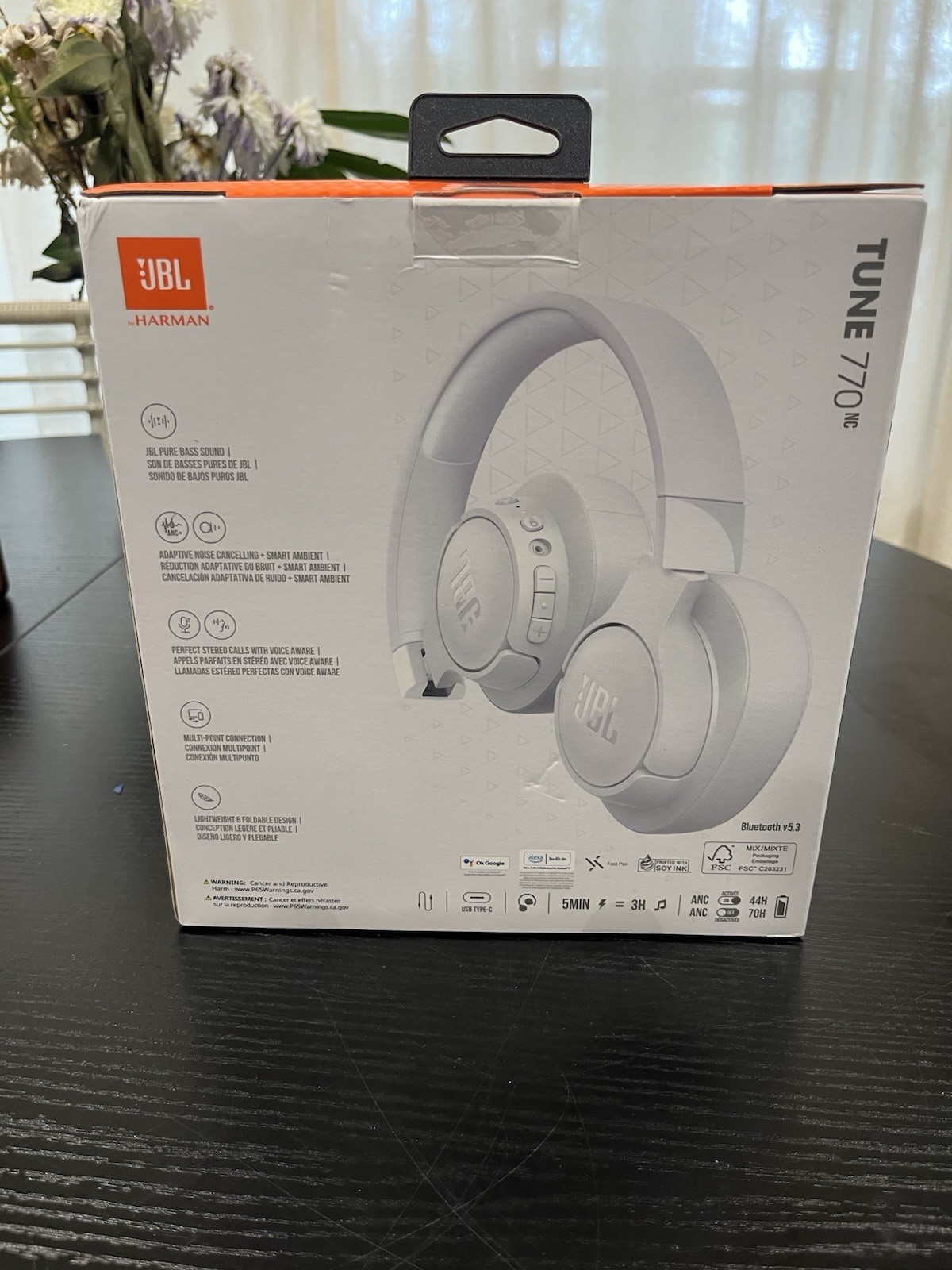 JBL Tune 770NC Bluetooth Wireless Over The Ear Headphones, White – Brand New
