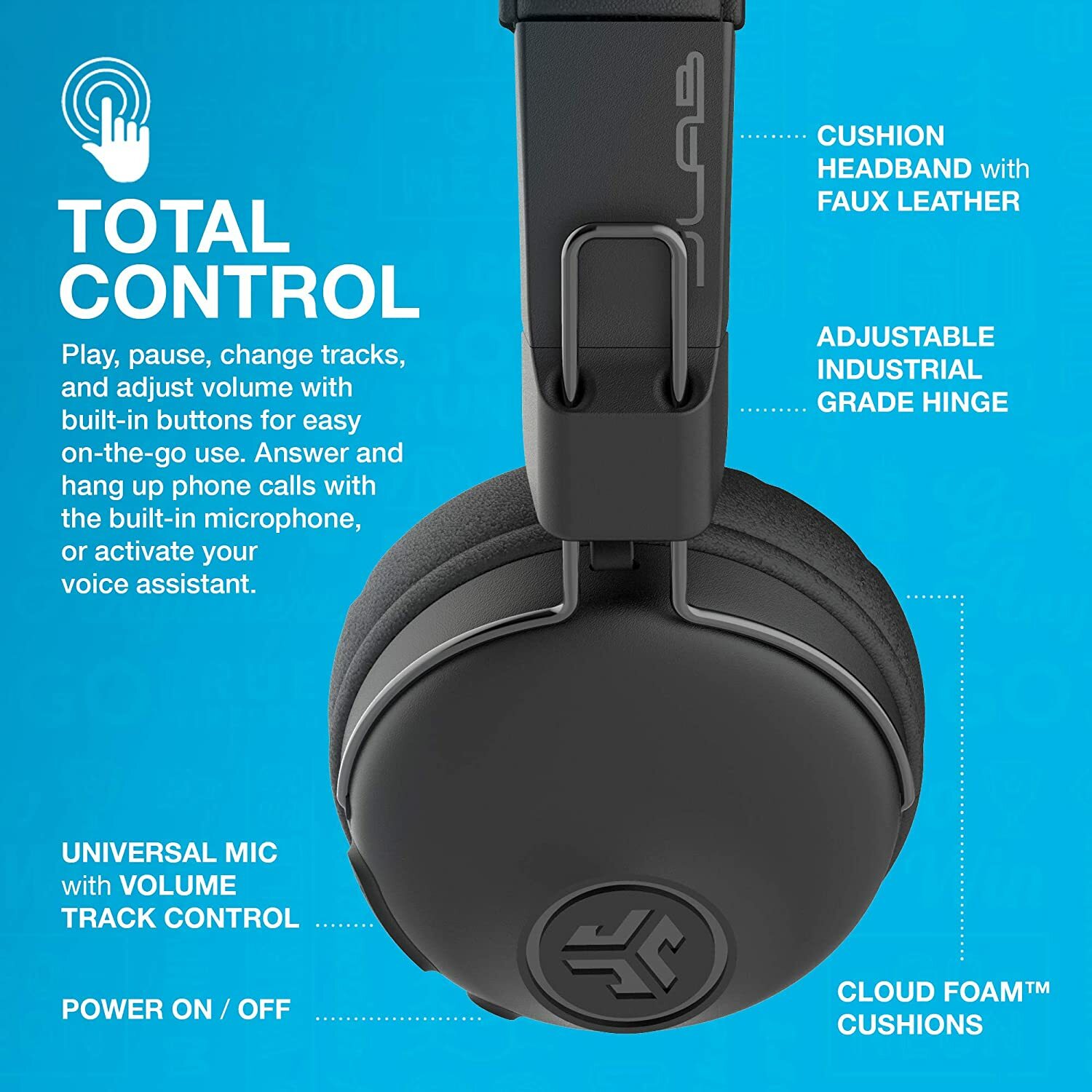 JLab Audio Studio Bluetooth Wireless On-Ear Headphones | 30+ Hr Bluetooth | EQ3