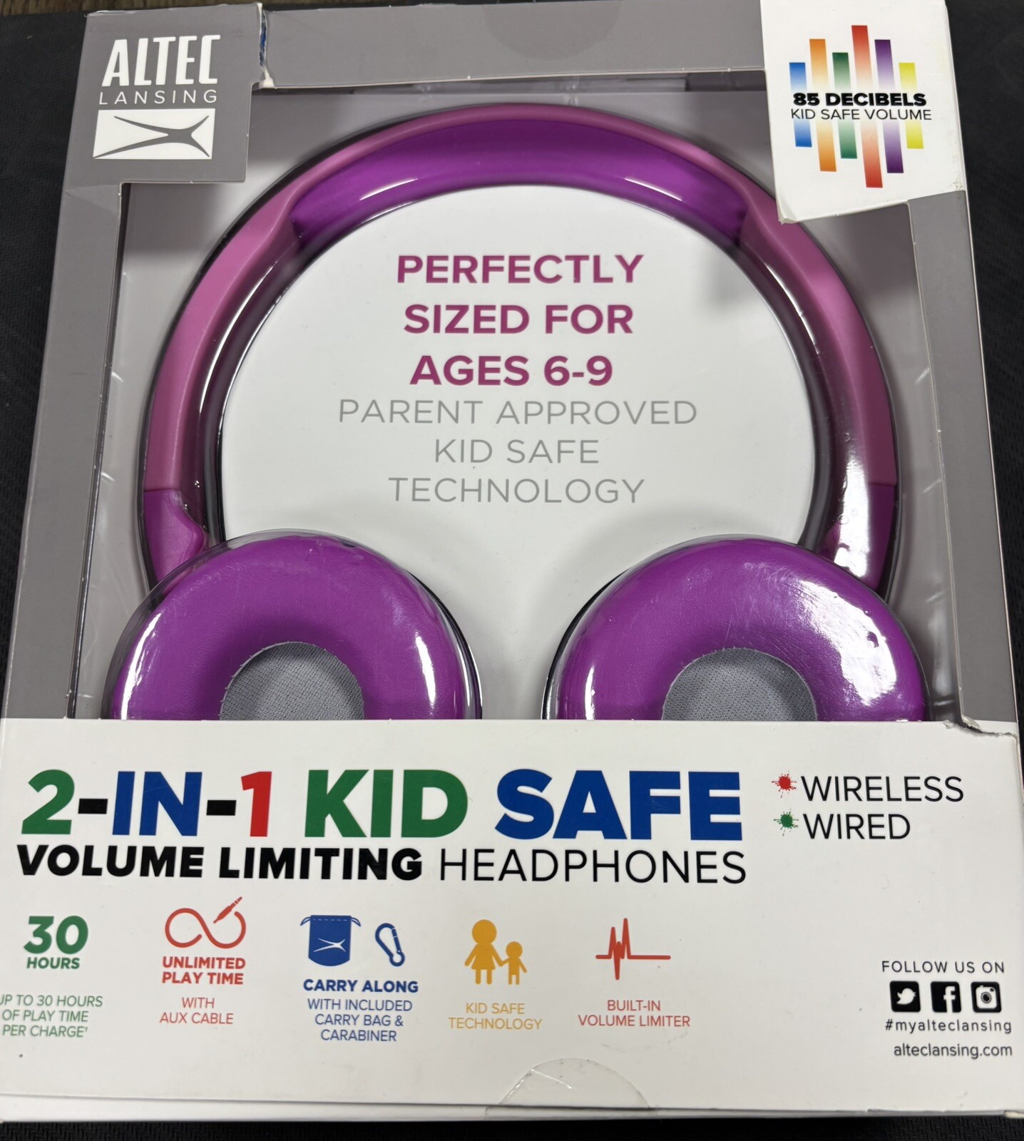 New 1 PK Pink Altec LKid Safe 2-in-1 Bluetooth Wireless Kids Headphone Fast Ship