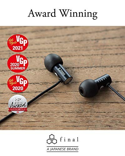 Final E2000 Canal Type Earphones Microphone Controller Matte Black Wired