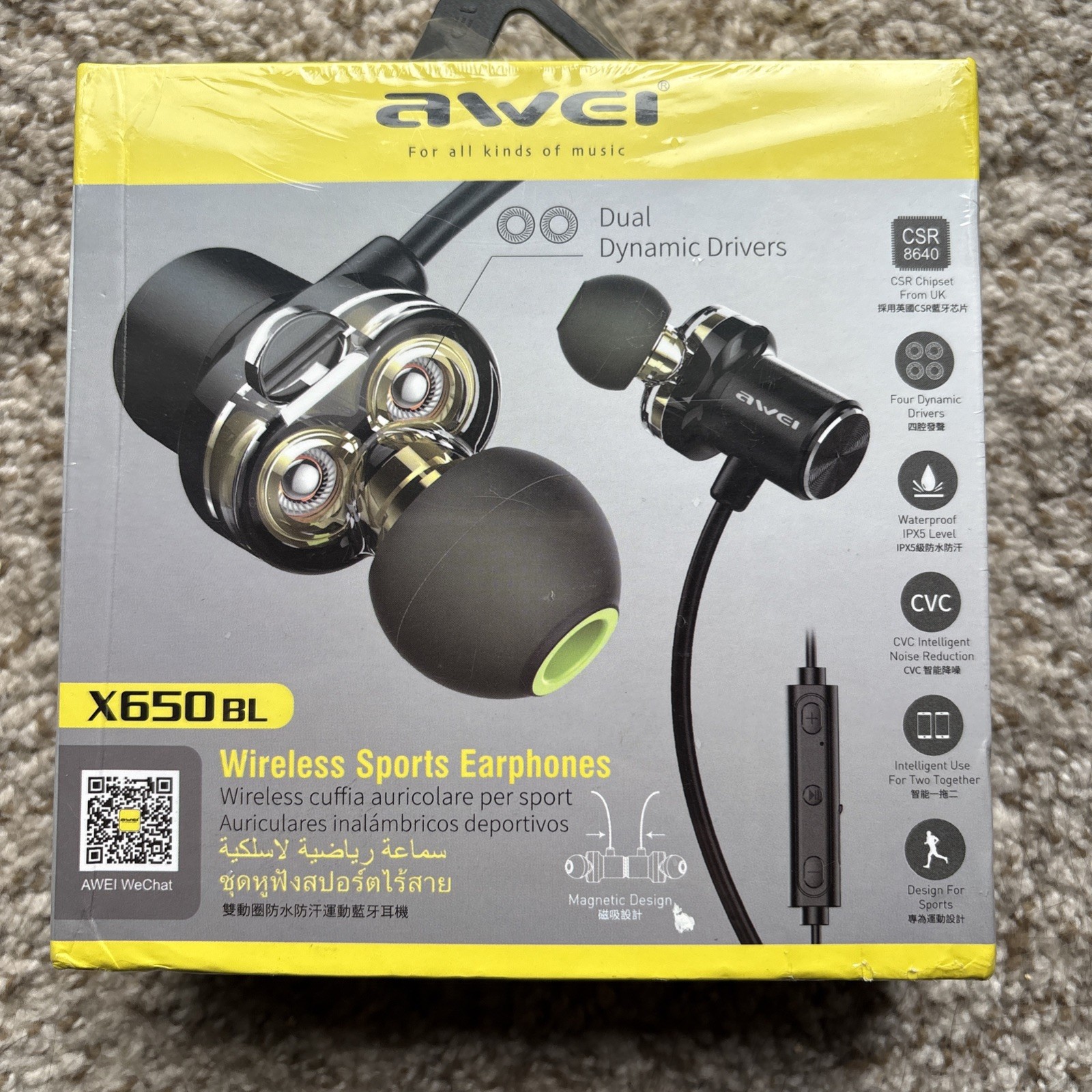 Best Sport Earphones Power Dual Driver Wireless Bluetooth Headphones Fitness NEW