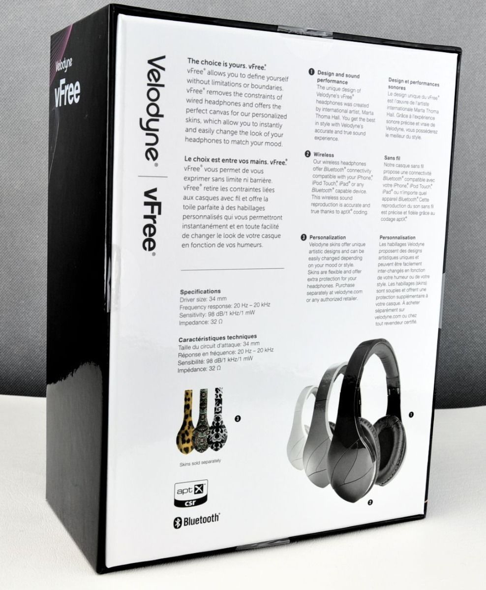New On-Ear Bluetooth Headphone Velodyne vfree Microphone Cable Included 10 Hours