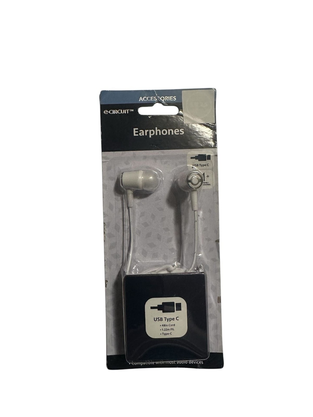 e-CIRCUIT USB Type-C In-Ear Earphones with 48-inch Cord – White
