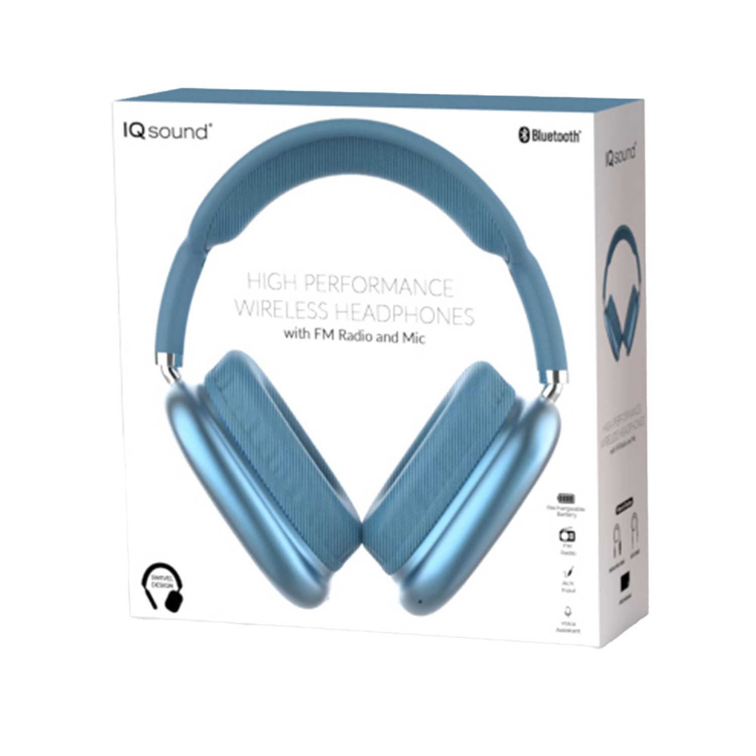 Bluetooth Over-Ear Headphones Mic, FM Radio, 3.5 mm Aux, 6-Hr Playtime IQ-170BT