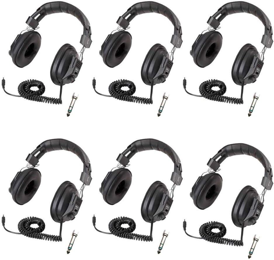 Lot of 6 Califone 3068AV Switchable Stereo/Mono Headphones 3.5mm Jack, 6.35 mm
