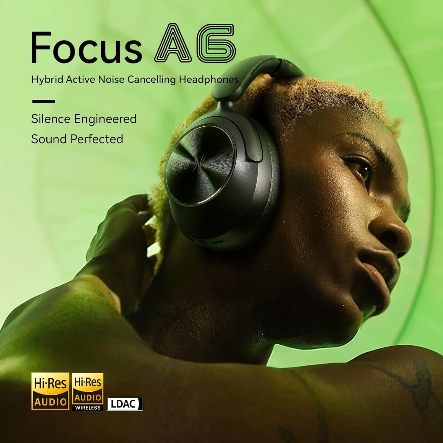 OneOdio Focus A6 Hybrid Active Noise Cancelling Headphones LDAC Hi-Res Lossless