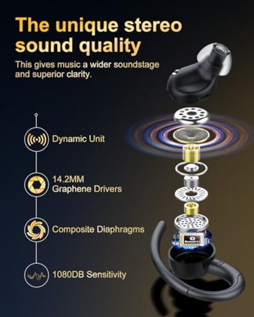 Wireless Earbuds, Bluetooth 5.4 Headphones Sport, Over Ear Buds With Classic