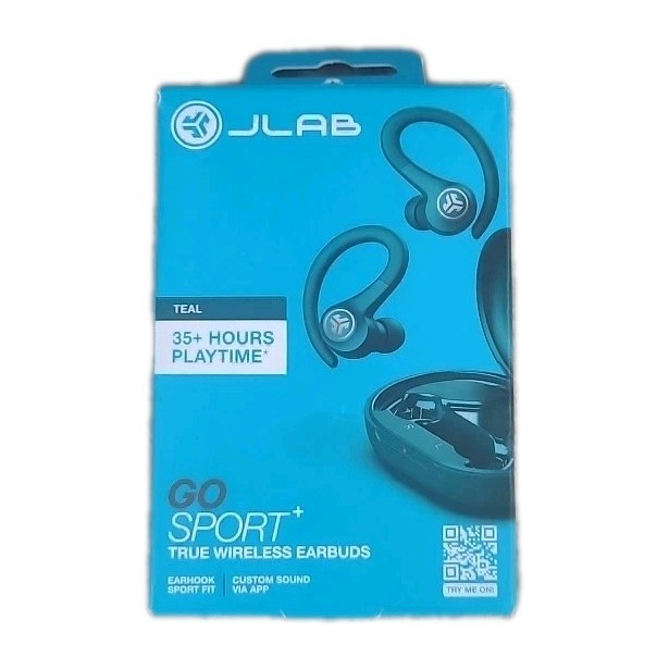 JLab GO SPORT+ True Wireless Ear-hook Earbuds Bluetooth Sweatproof Teal
