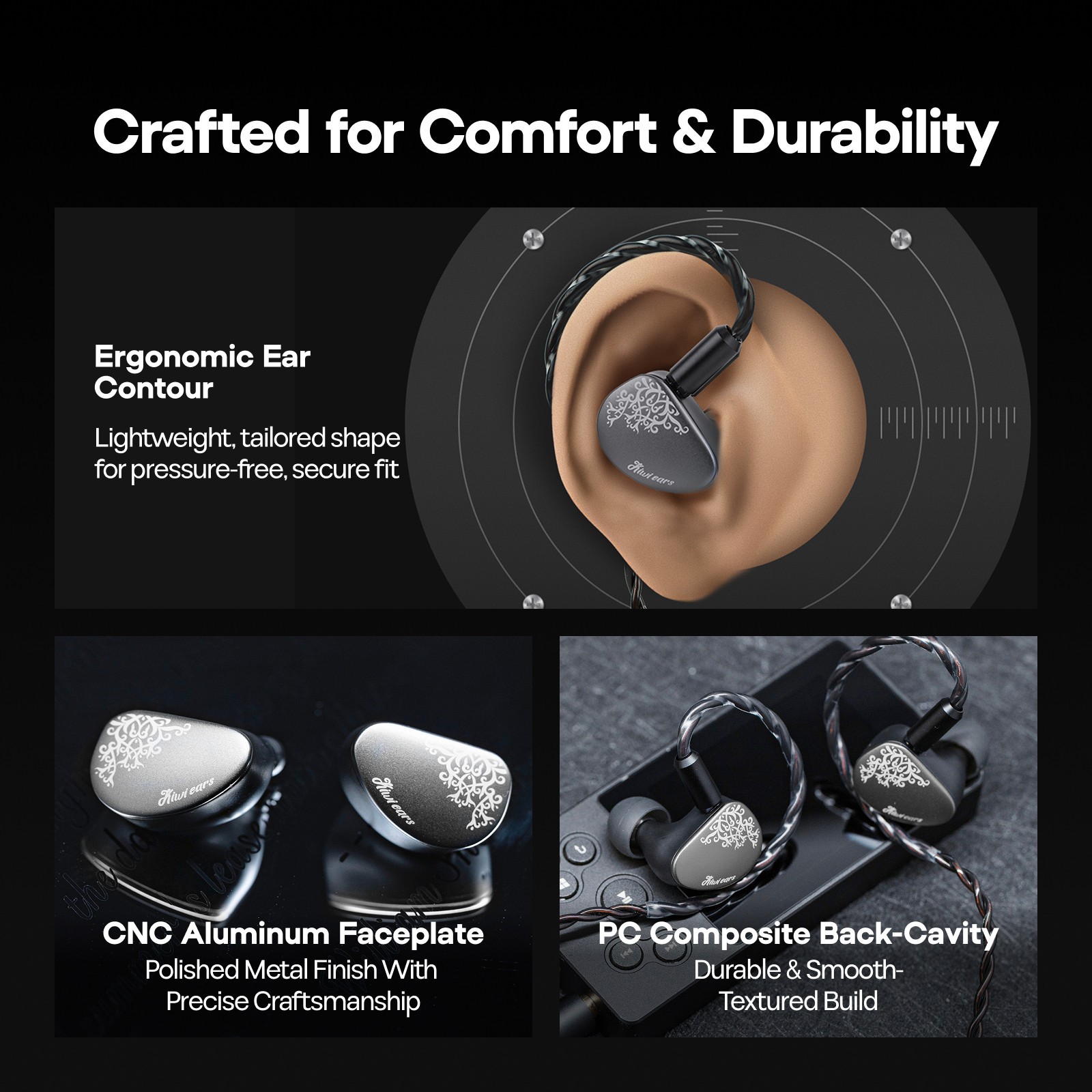 Kiwi Ears Cadenza II IEM 10mm Titanium DD with KARS 2.0 Premium Hifi Earphones