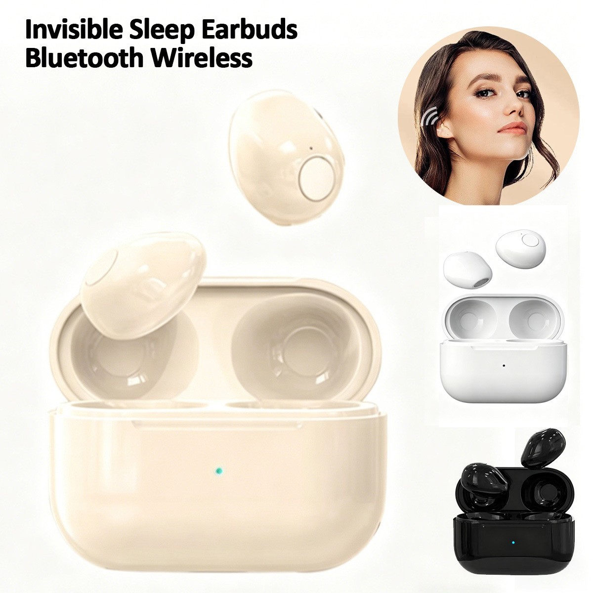 Mini Earbuds Bluetooth 5.2 Invisible Sleep Headphones Wireless Stereo Earphones