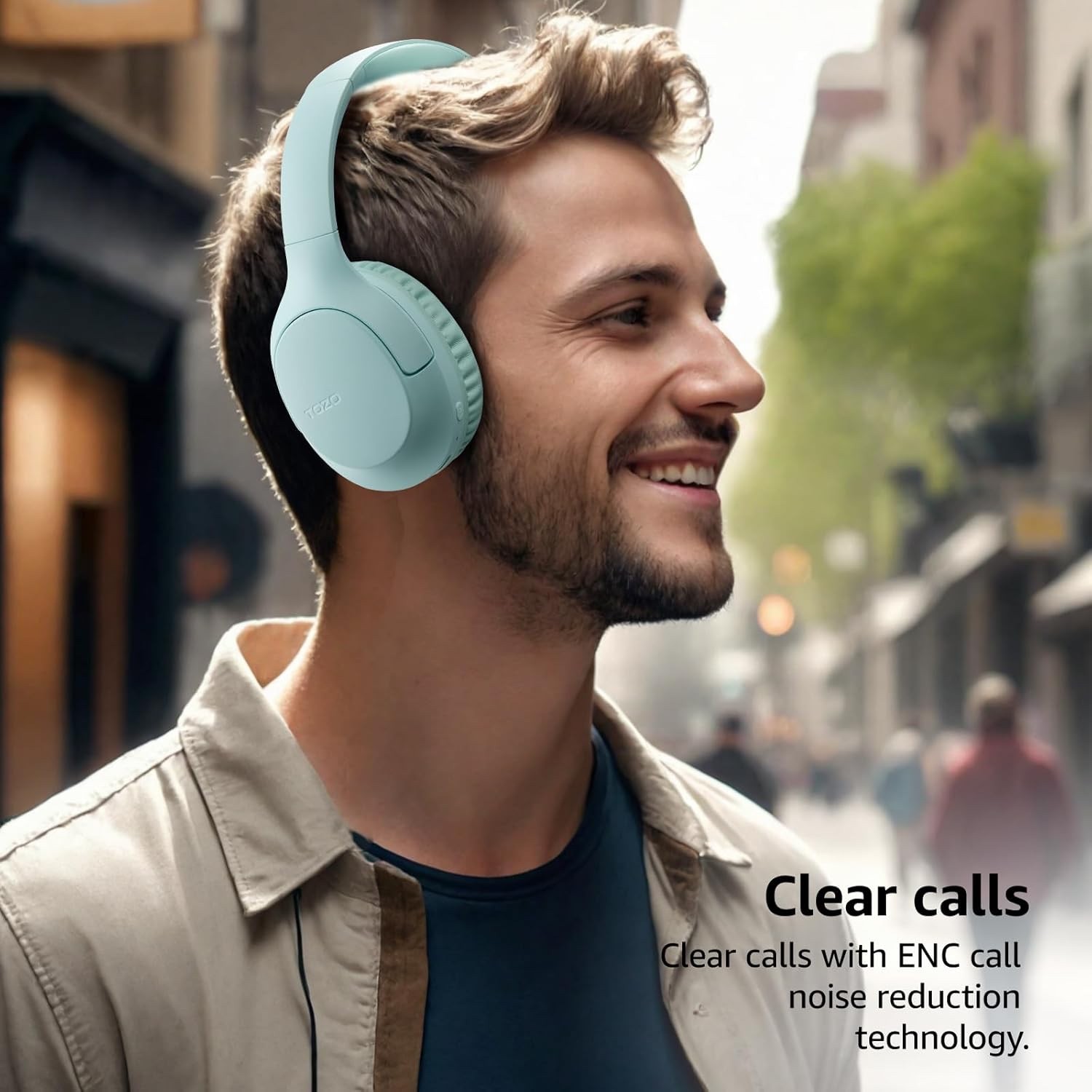 TOZO HA1 Bluetooth 5.4 Over Ear Headphones, 70H Playtime With Mic, Foldable Wire
