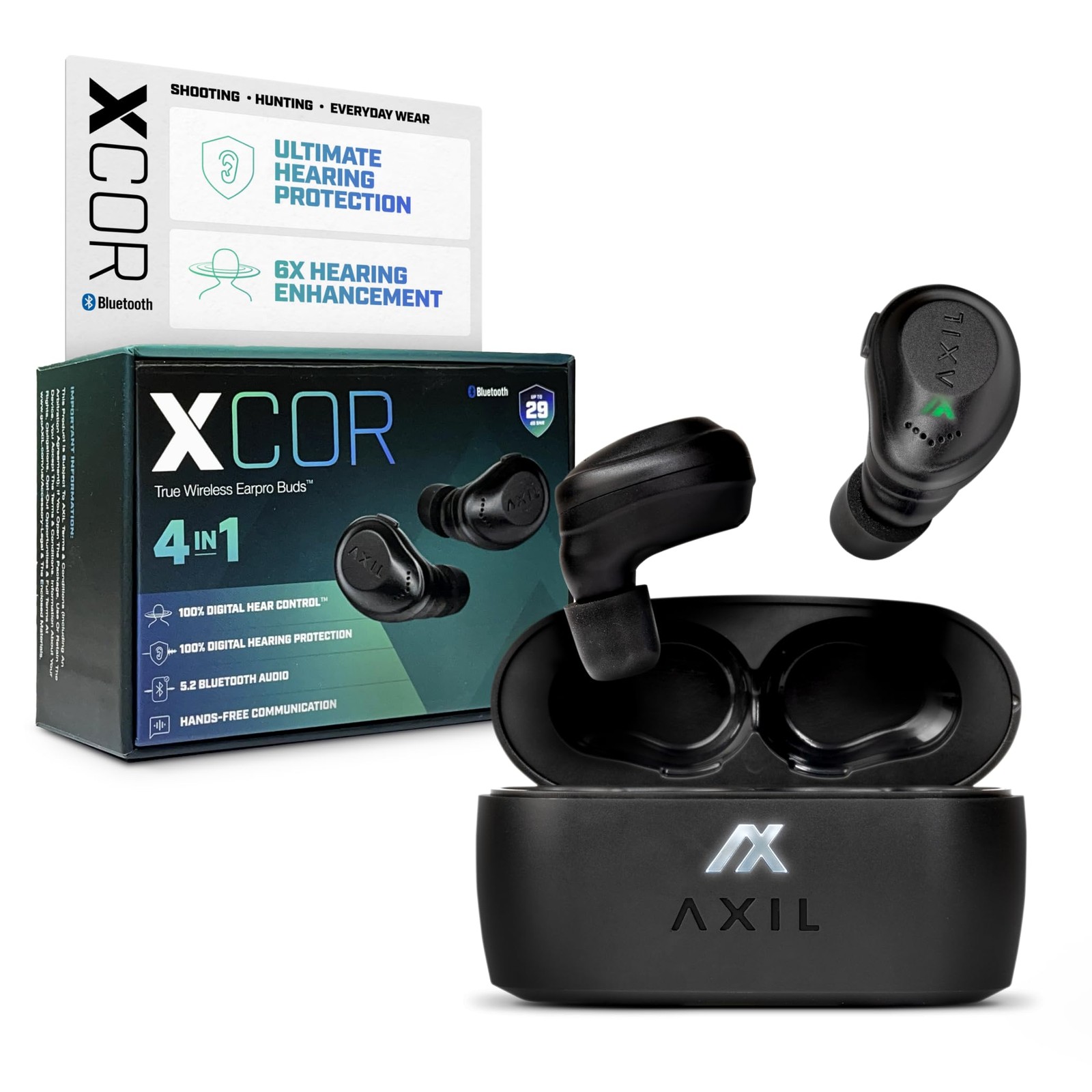 AXIL XCOR PRO Wireless Earbuds Bluetooth Hearing Protection Shooting Ear Buds