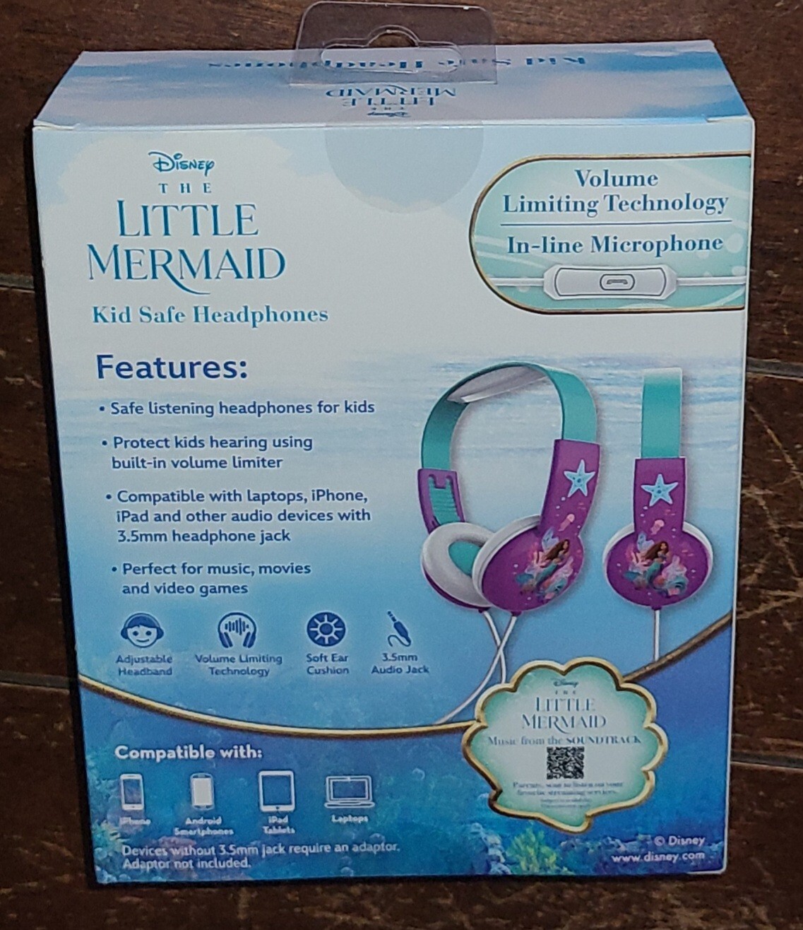 Disney’s LITTLE MERMAID Kid Safe Headphones! In-Line Microphone #KI061523