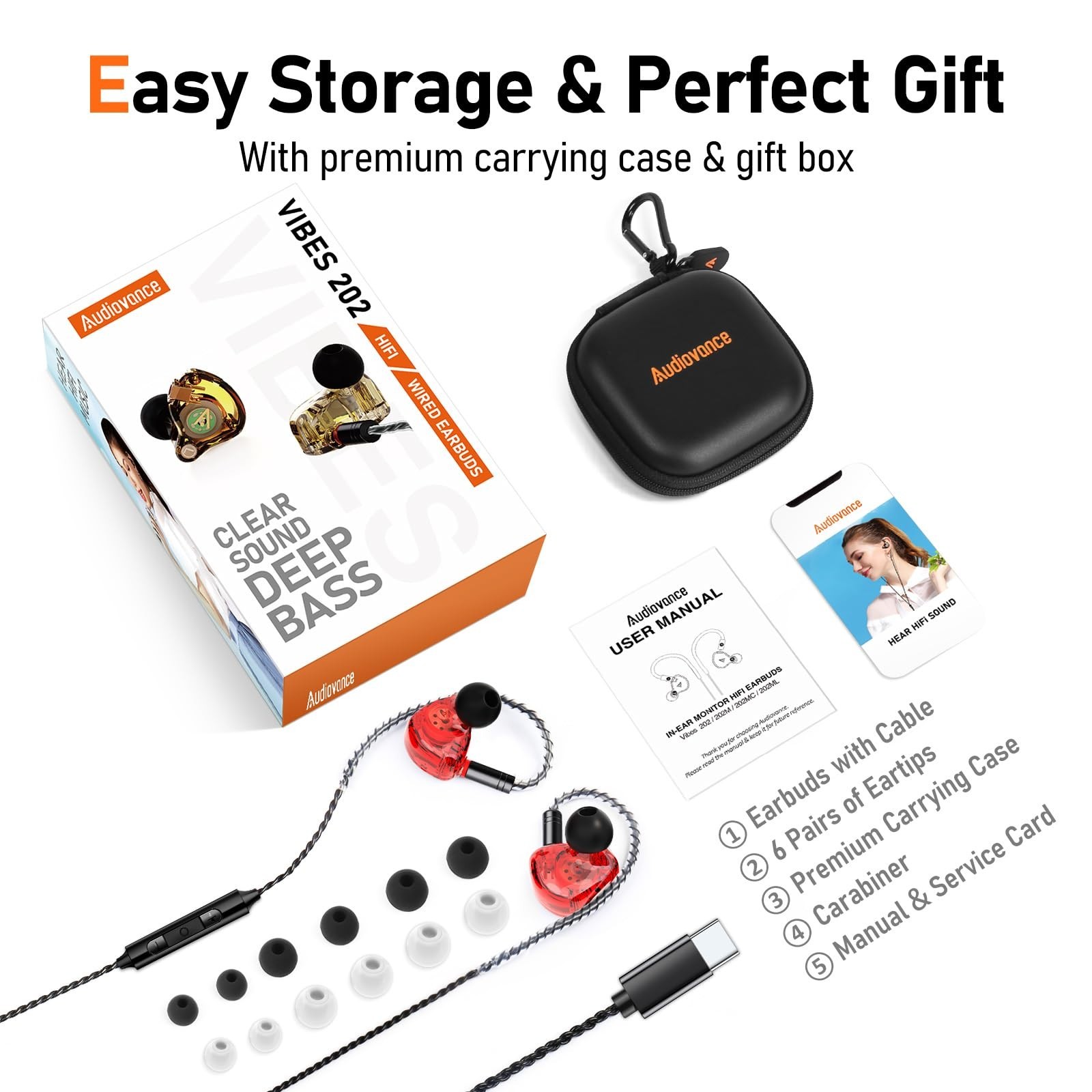 USB-C Wired Earbuds HiFi Sound Noise Isolating Earphones for iPhone 17/16/15 – D