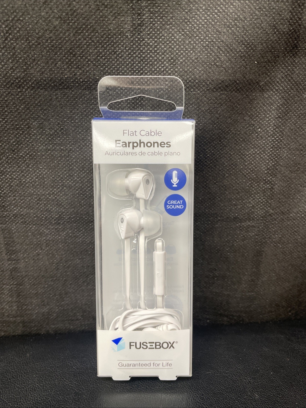 FuseBox Earbuds Wired Built In Mic Flat Cable Tangle Free (White) 190-0927-FB2