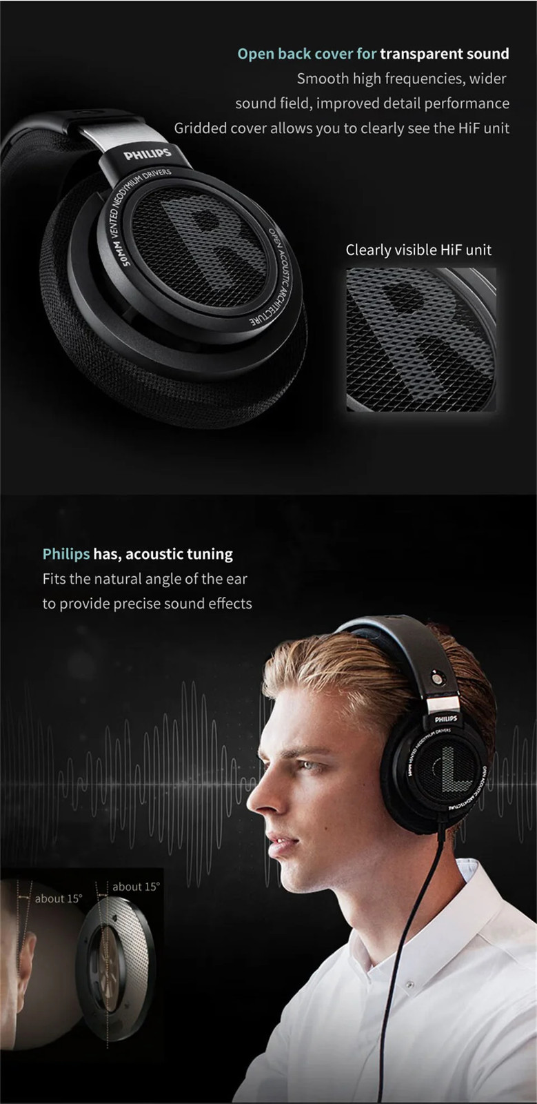 Philips Original SHP9500 Wired Headphones HiFi Stereo HD Microphone Call Earphone