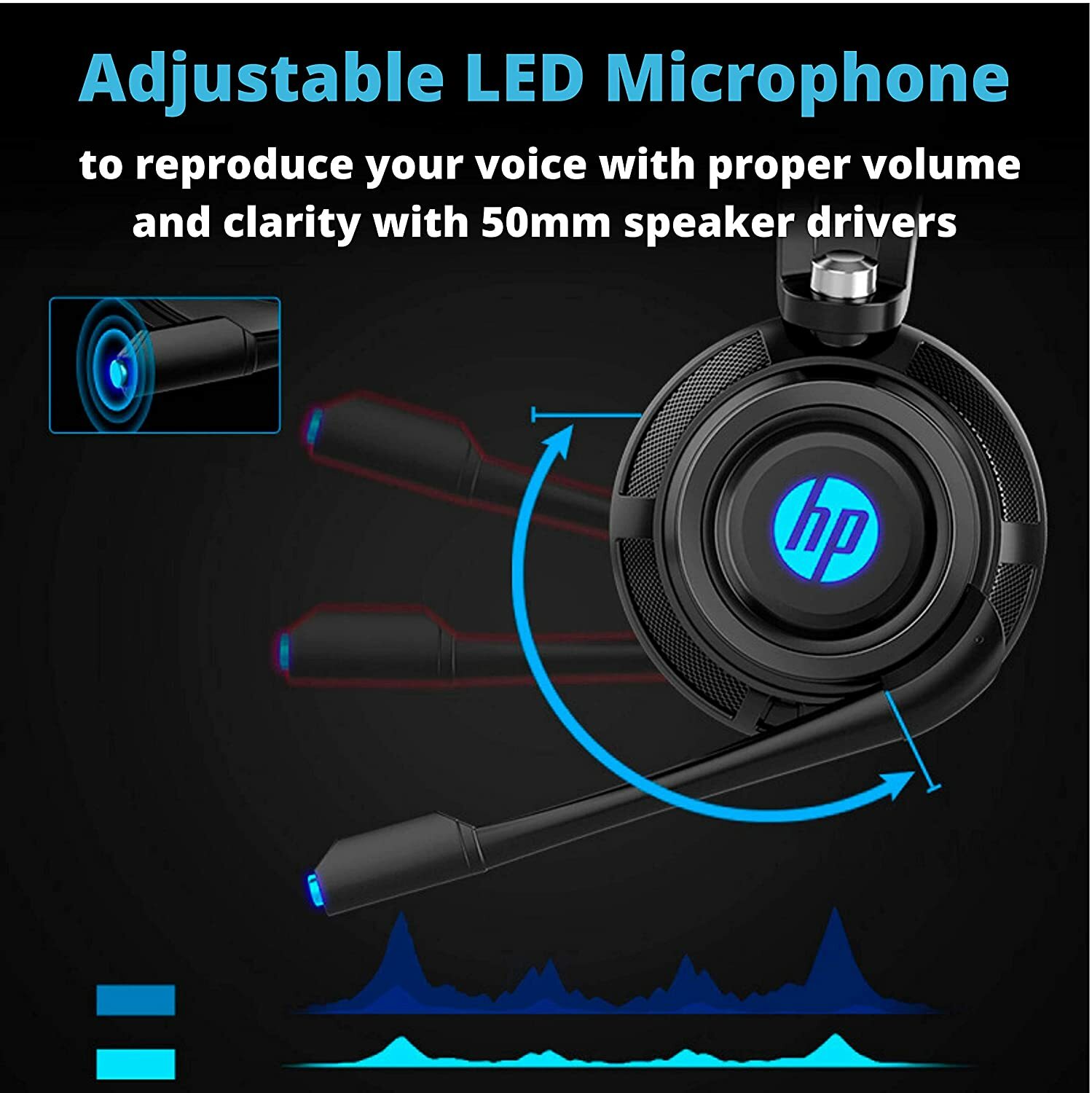 HP Wired Stereo Headset with mic Gaming Over ear Headset W LED H200 Headphone