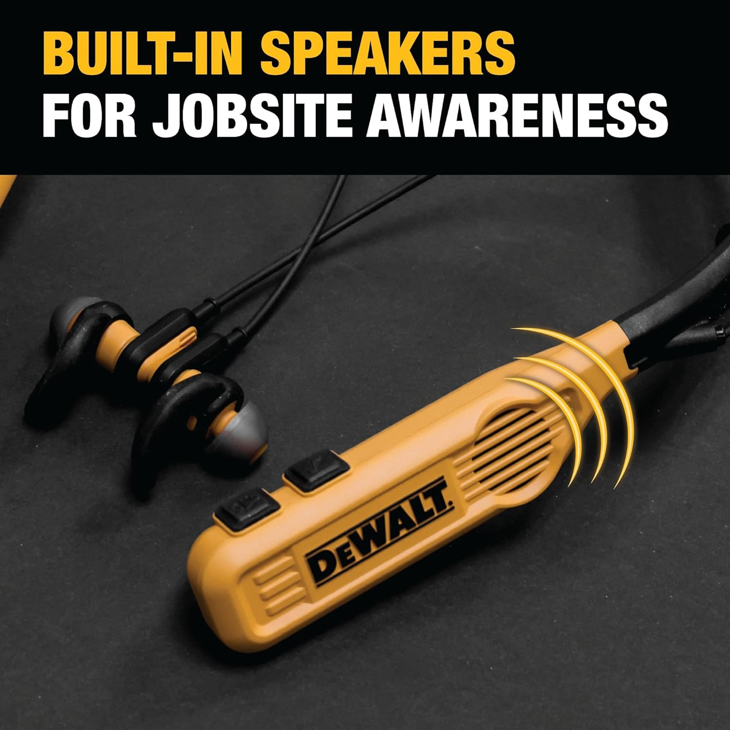 DEWALT Heavy Duty 2-In-1 Neckband Bluetooth Headphones W/Built-In Speakers, Jobs