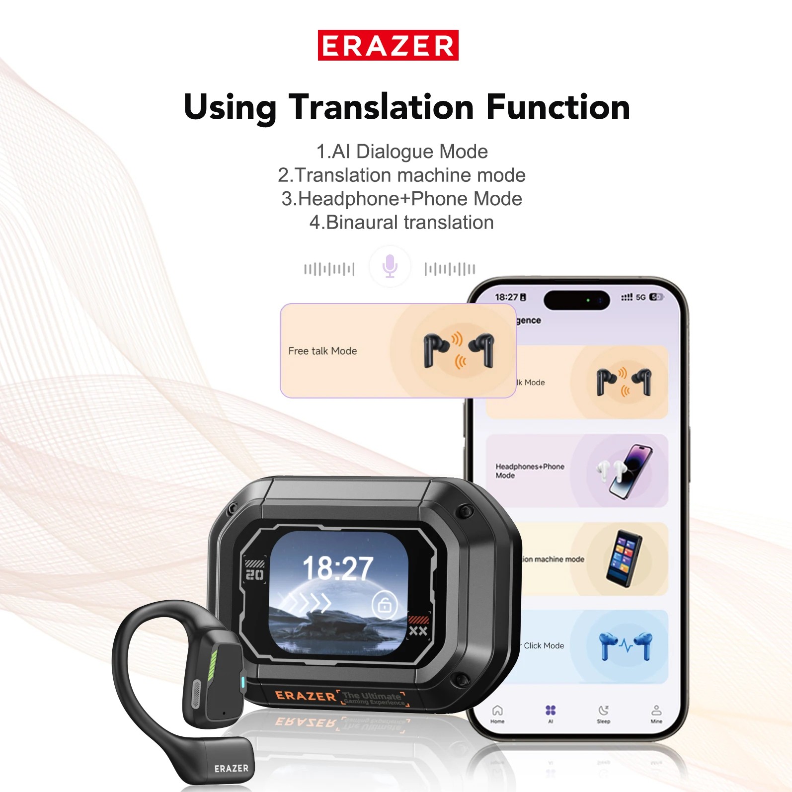 Erazer XP6 AI Earbuds: Wireless Gaming Headset, Waterproof, Bluetooth 5.4