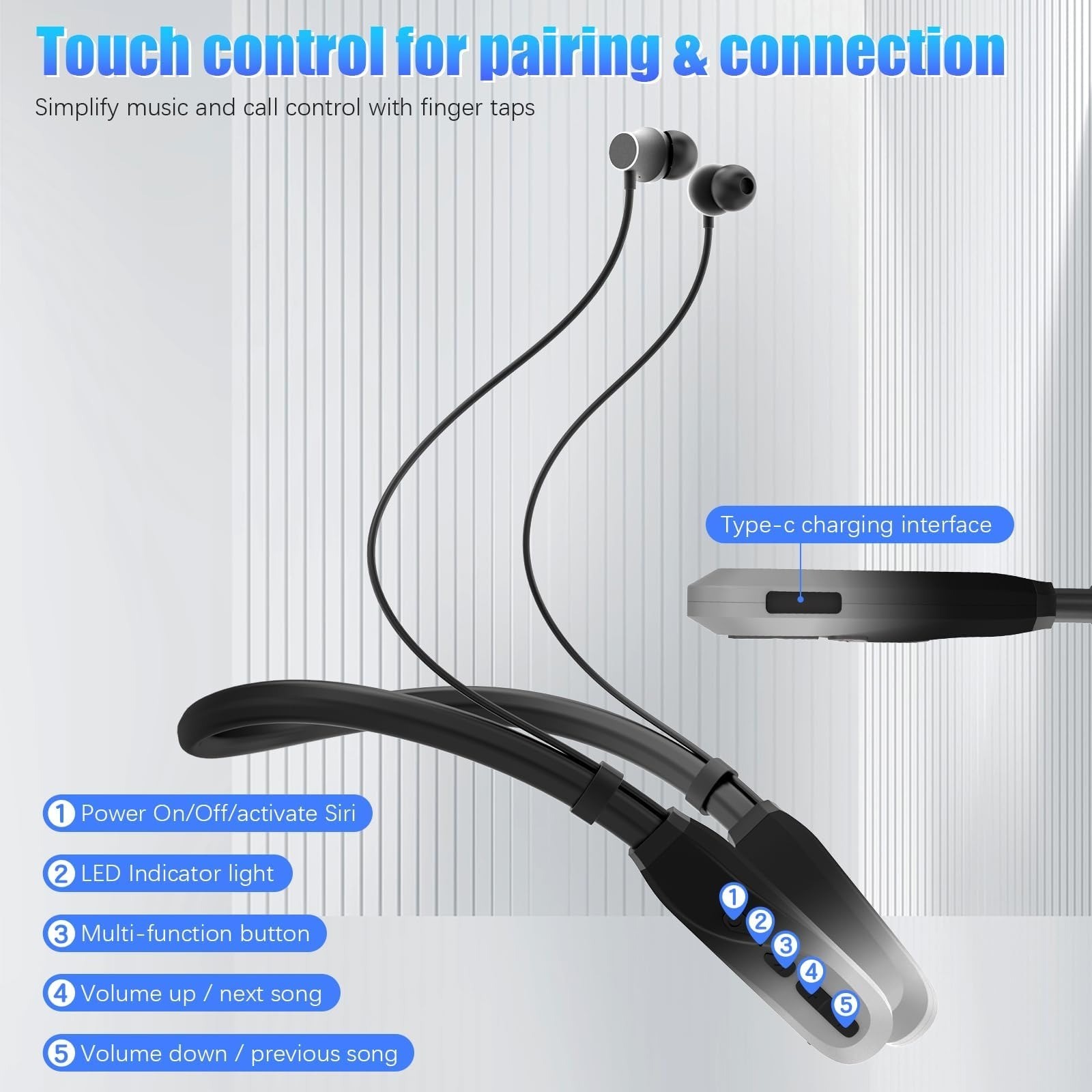 Lecefty i35plus Bluetooth Neckband Headphones, Waterproof, 200H Playtime