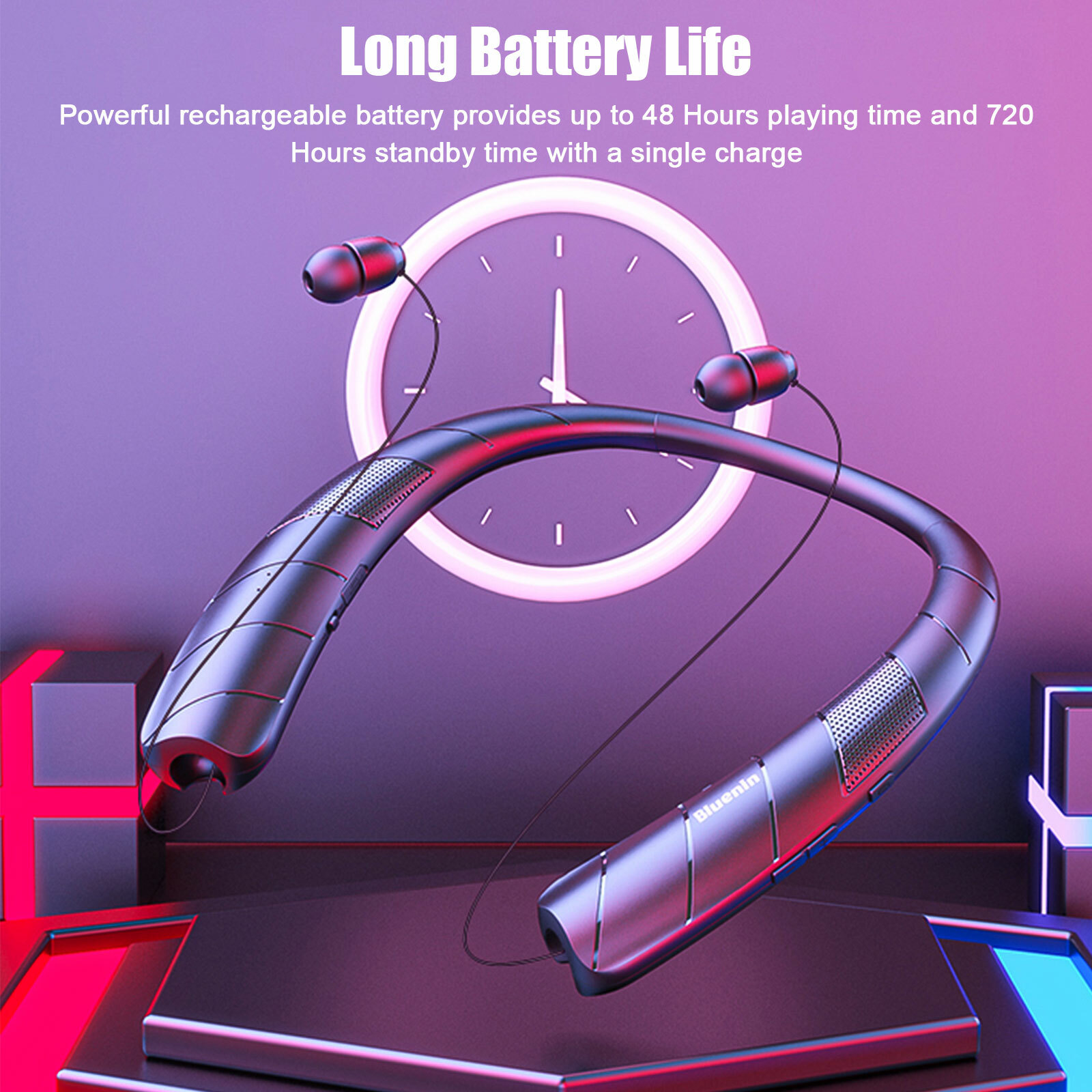 Bluetooth 5.0 Neckband Headset Wireless Earbuds Earphone Speaker Headphone w/Mic