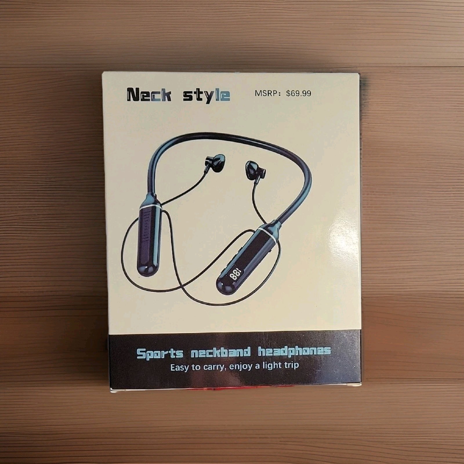 Sports Neckband Headphones – Black with Blue – NEW