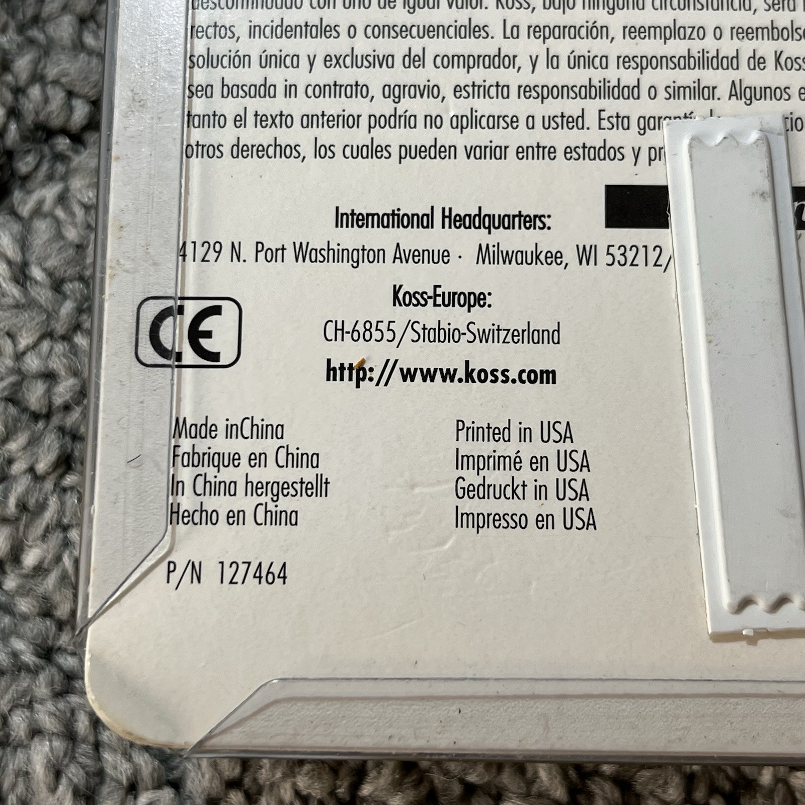 Vintage Koss KSC-19 Stereo Earbuds Sportclip Ear Cushions New Sealed