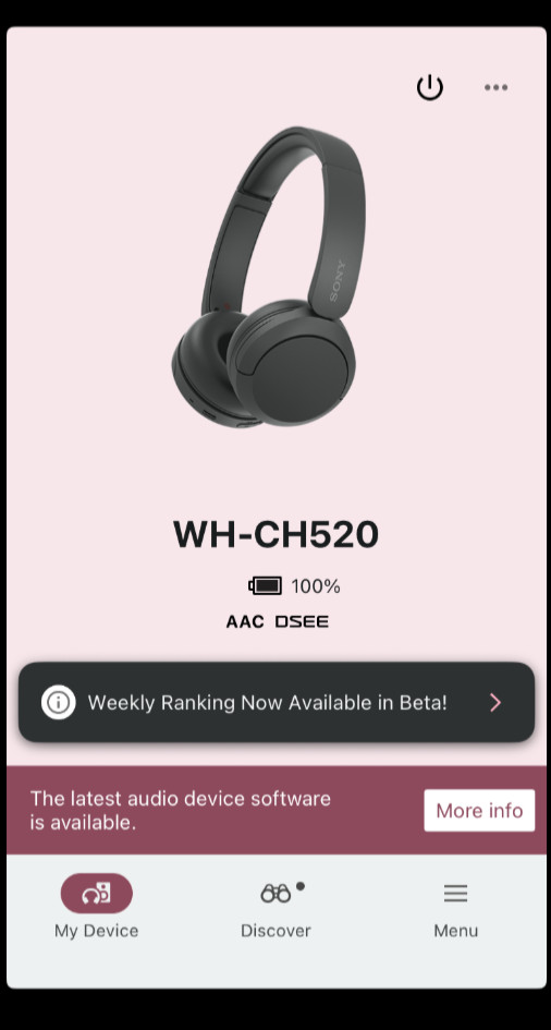 Sony WH-CH720N Wireless Bluetooth Over Ear Headphones 360 Reality Audio – Black