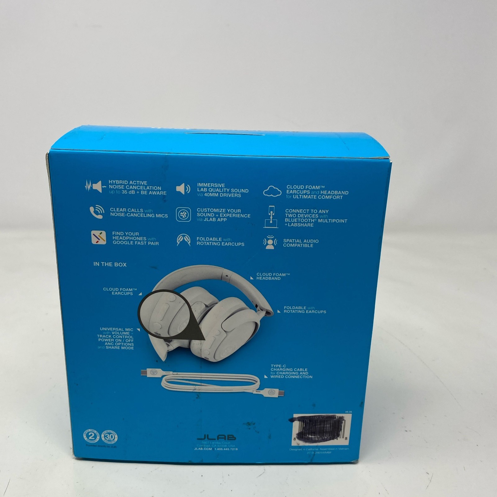 JLab JBuds Lux ANC Wireless Over-Ear Headphones Cloud White