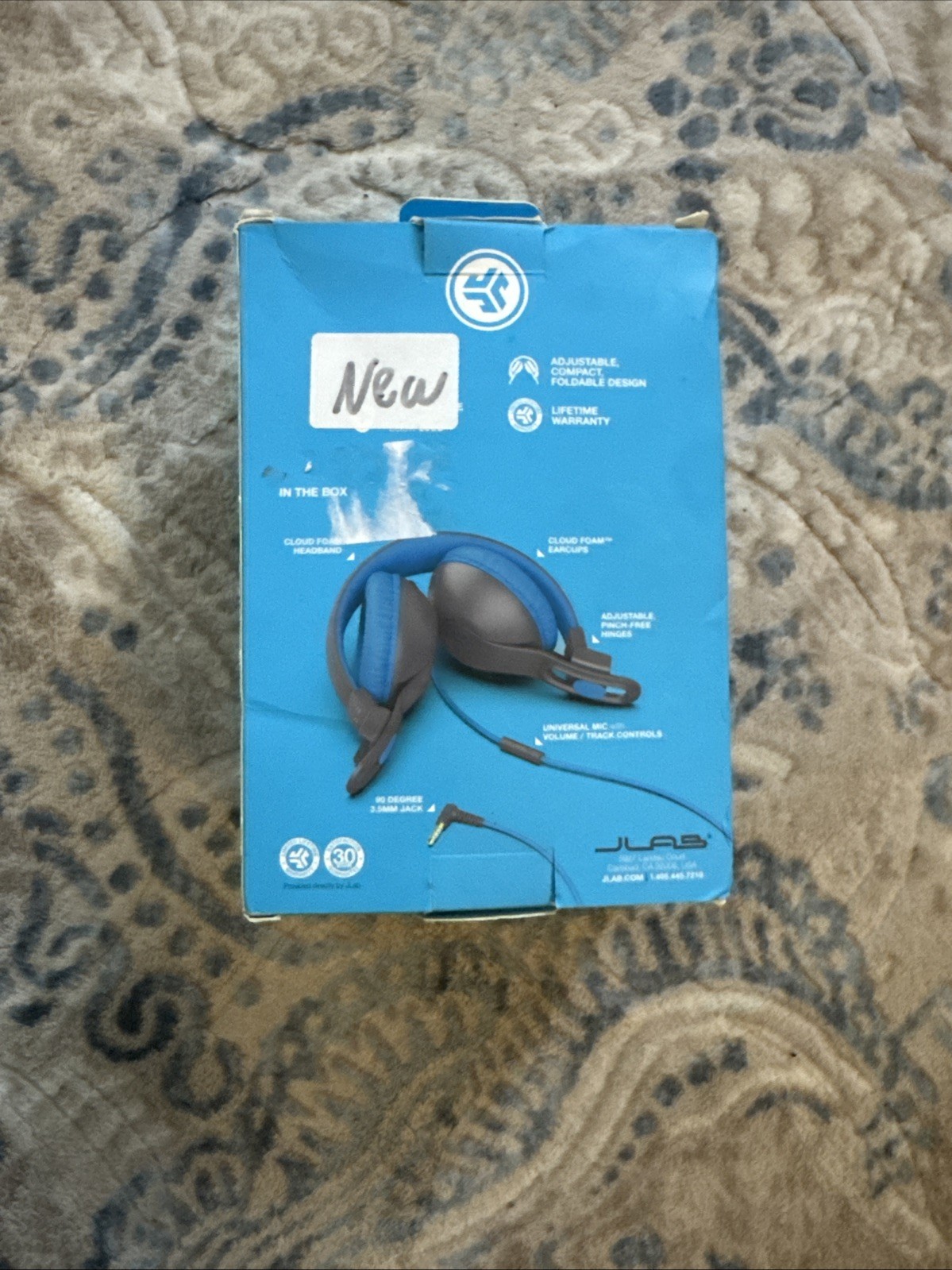 JBuddies Studio 2 Wired Kids Headphones – Gray/Blue – New! W/ Microphone 85dB 6+