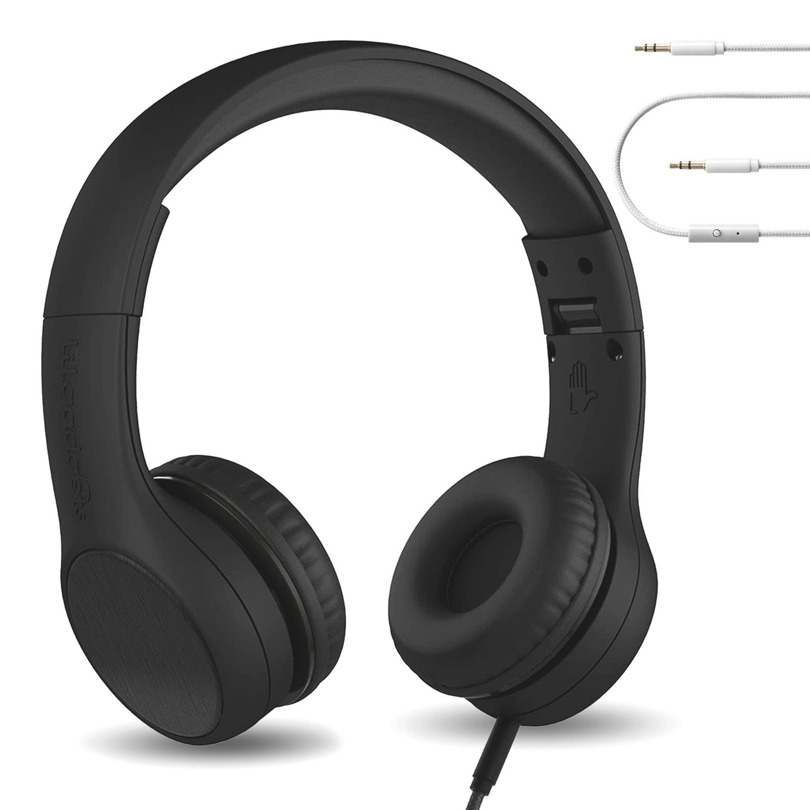 LilGadgets Connect+ Style On-Ear Kids Headphones with Microphone – Black