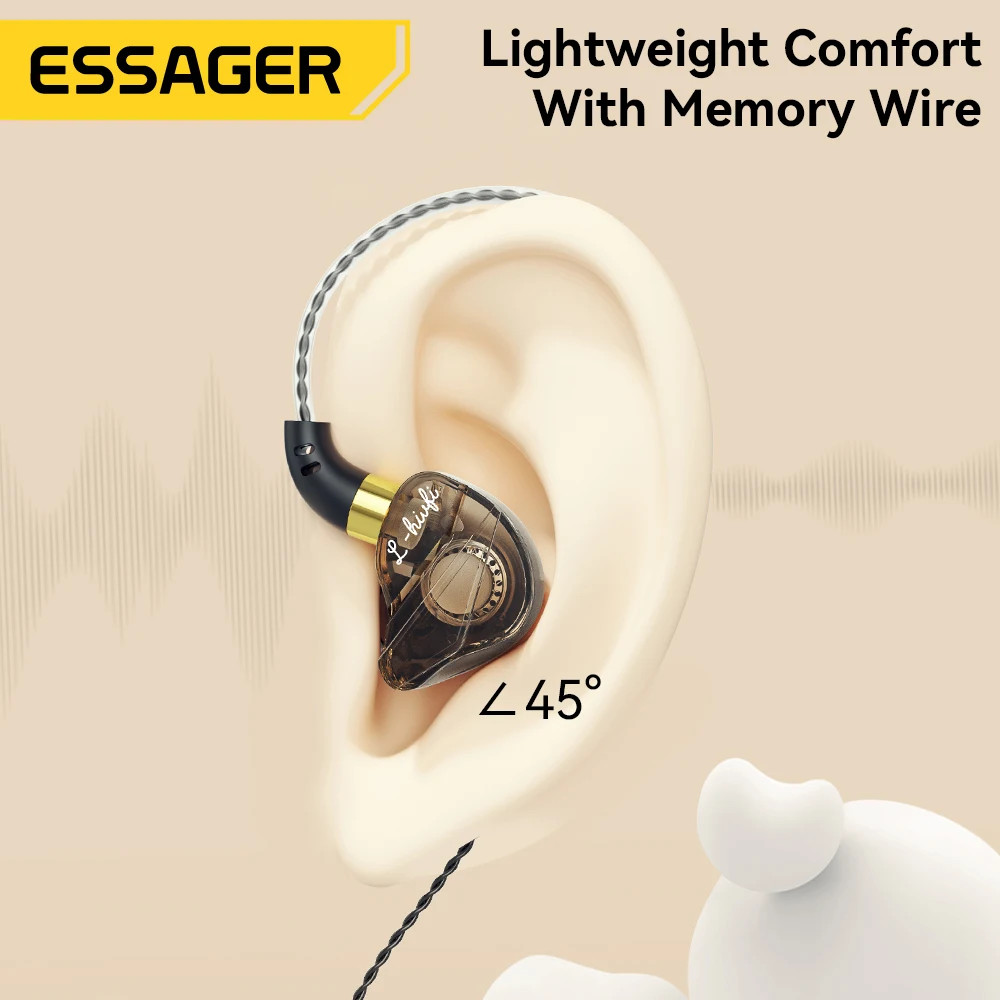 3.5mm Wired Headphones In Ear Type C Wired HiFi Headset Bass Stereo Sport Game M
