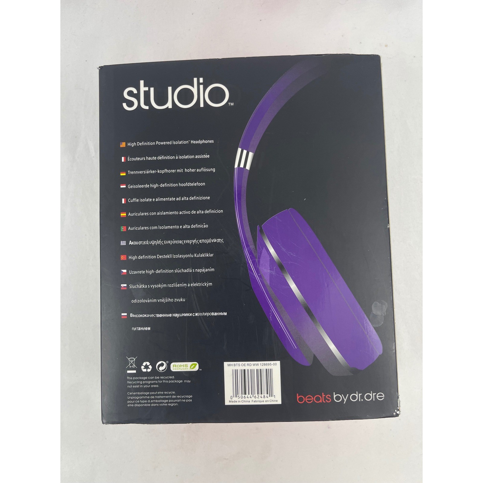 Beats Studio 1.0 Dr Dre Over Ear Headphones Purple White Wired Foldable