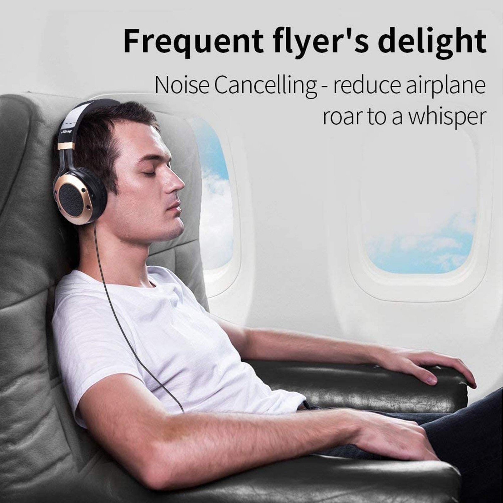 Active Noise Cancelling Headphones with Microphone, Travel-Friendly, Hi-Fi Deep