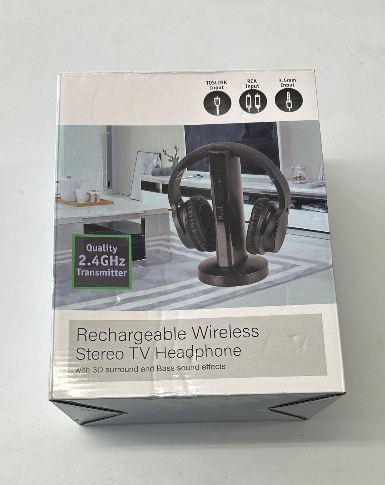 Wireless Headphones for TV Watching with 2.4G RF Transmitter Charging Black
