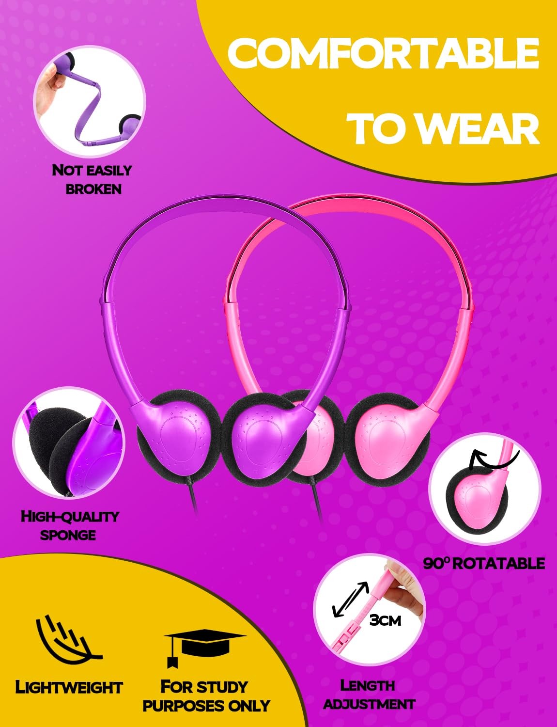Headphones Bulk 25 Pack for School Students Children
