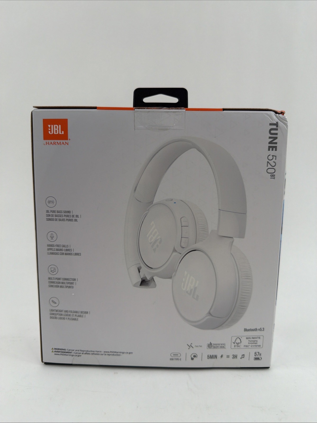 JBL- TUNE 520BT Wireless Bluetooth On-Ear Headphones- White –