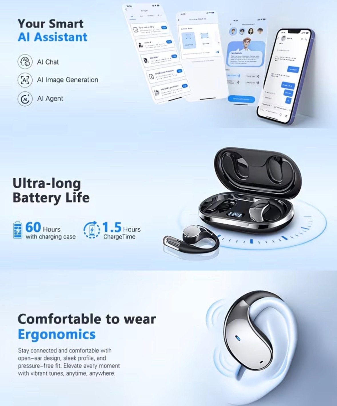2026 AI Language Translation Headphones, Real-time 3-in-1 Translation Headphones