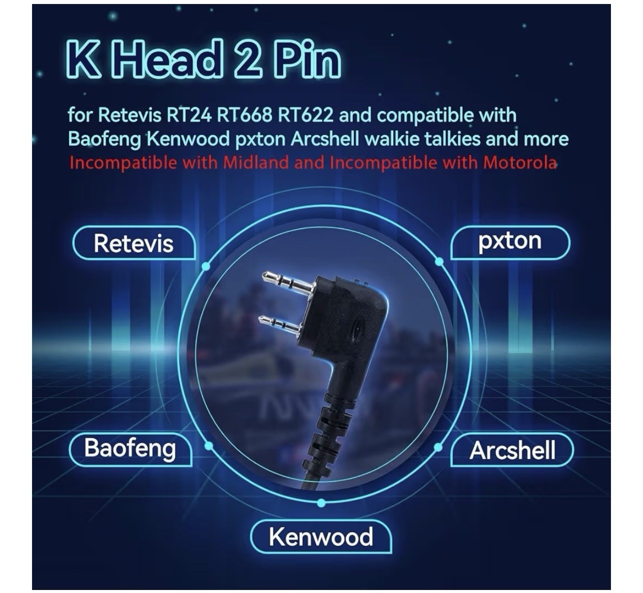 Retevis EHK012 Over-the-Head Noise Reduction Headset Kenwood 2Pin Headphones