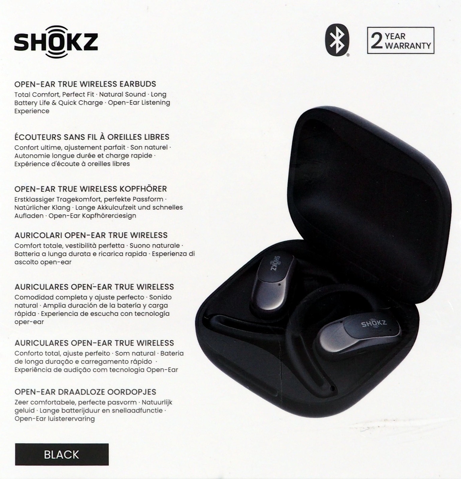 Shokz OpenFit Air Open-Ear True Wireless Earbuds, Black, Lightweight Sporty ~ H