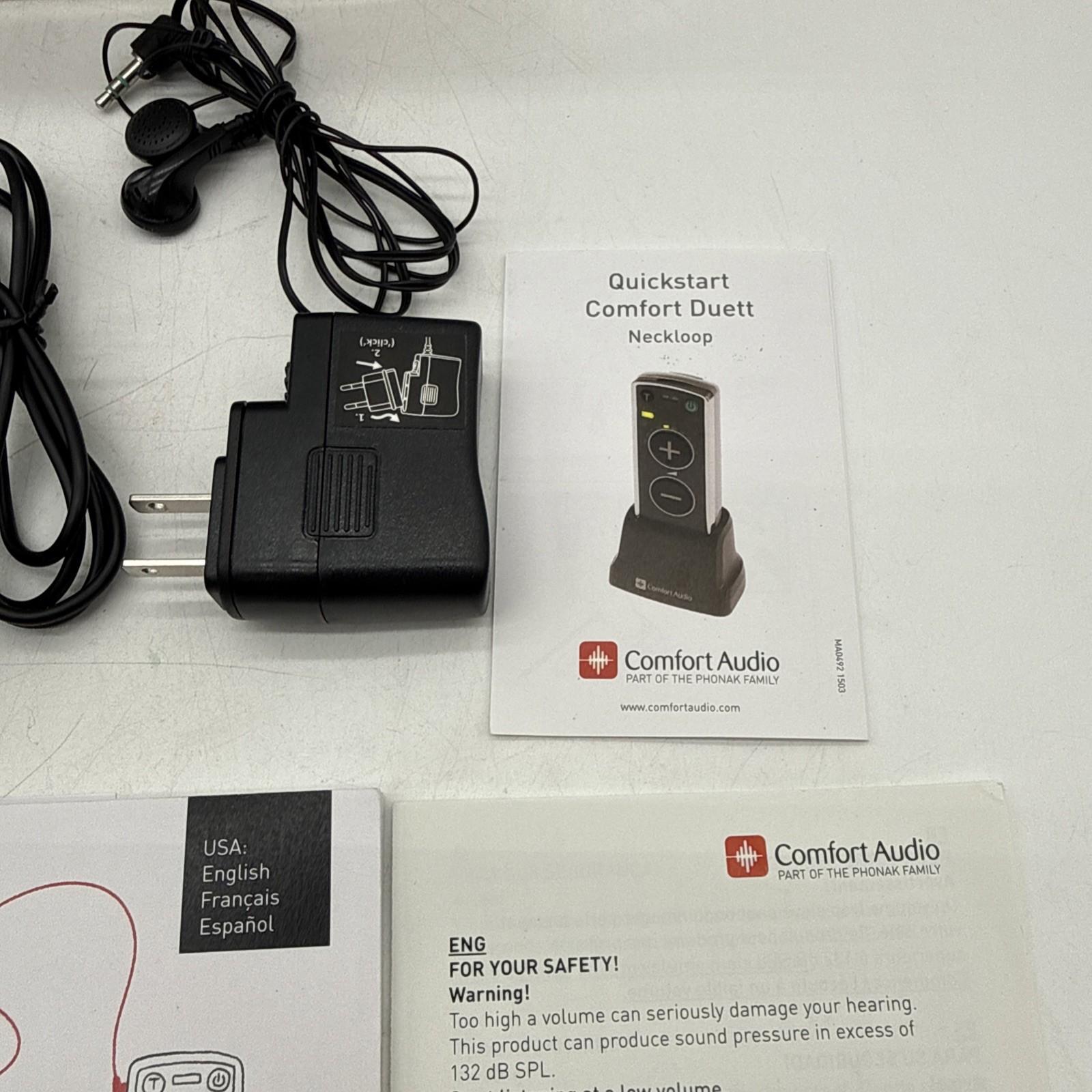 Comfort Audio Duett Personal Listener w/ Headphones & Earphones – Model 052-4110