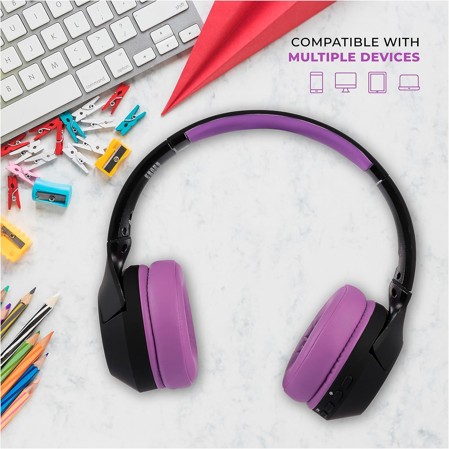 Kid Safe Noise Cancelling Wireless Headphones 15H Battery, 85Db Volume Limit, Fo